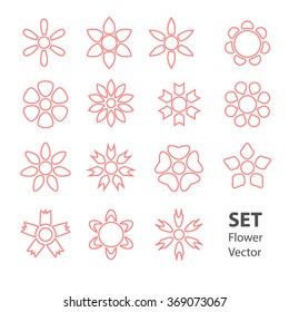 Set pink and white vector Flowers