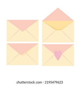 Set of pink and yellow envelopes