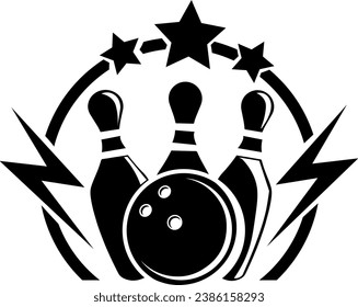 set of pins and bowling ball logo