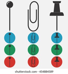 Set of pins and clips
