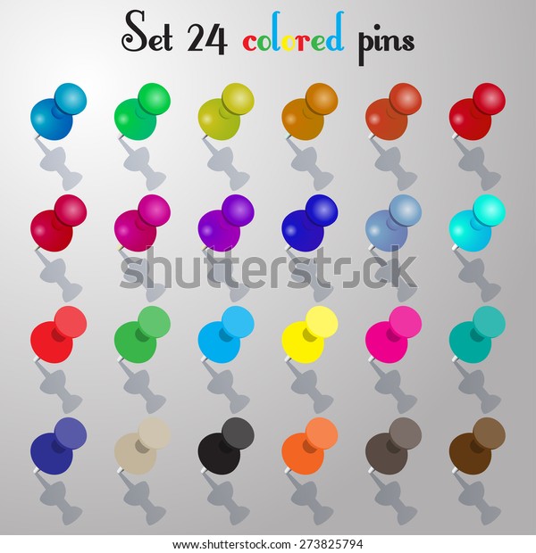 Set Pins Colored Vector Illustration Stock Vector Royalty Free