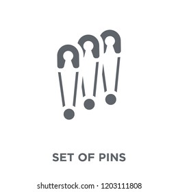 Set of Pins icon. Set of Pins design concept from Sew collection. Simple element vector illustration on white background.