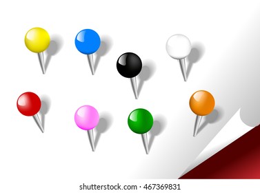 Set of pins on a white background. Sticky collection vector
