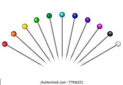 Set of pins, various colors