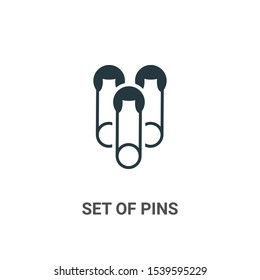 Set of pins vector icon on white background. Flat vector set of pins icon symbol sign from modern sew collection for mobile concept and web apps design.