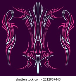 Set of Pinstriping Motorcycle and Car vintage hand drawn and car pinstripe art. Modern tribal illustration. For vinyl sticker, painting template, tattoo, apparel, merchandise. Vector eps 10