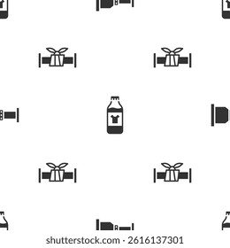 Set Pipe adapter, Bottle for cleaning agent and Industry metallic pipe on seamless pattern. Vector