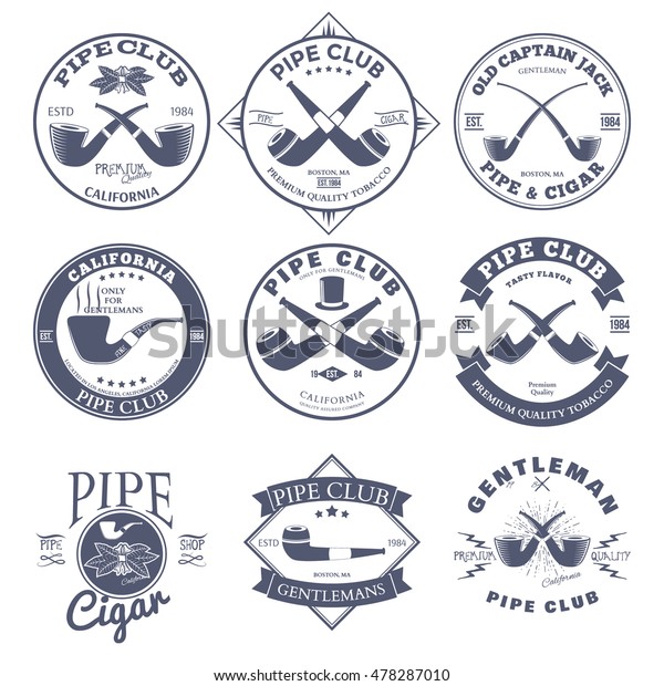 Set of Pipe Club Label and Badges Design\
Elements. Vector\
illustration