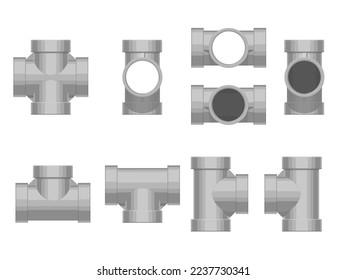 Set of pipe fitting equipment(cross and Tee)
