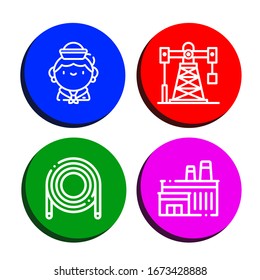 Set of pipe icons. Such as Sailor, Oil rig, Hose, Factory , pipe icons