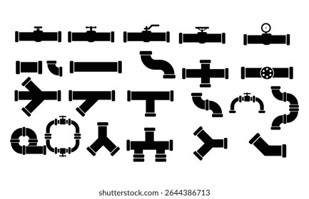 set of pipeline water, oil and gas design vector icon template
