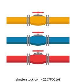 Set of pipelines. Elements of the pipeline. Gas and oil industry. Vector illustration in flat style.