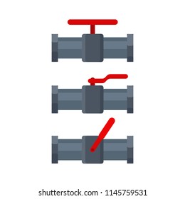 Set of pipelines faucets isolated on white background. Flat elements of water tubing. Plumbing fo gas, oil industry, water pipes sewage. Vector illustration in flat style