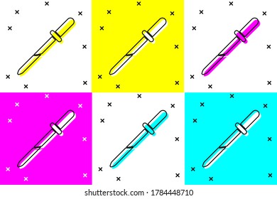 Set Pipette icon isolated on color background. Element of medical, chemistry lab equipment. Medicine symbol.  Vector Illustration