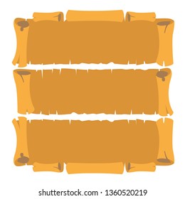Set of pirate banners imitating old paper. Vector illustration isolated on white background.