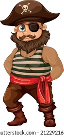 Set of pirate cartoon characters illustration