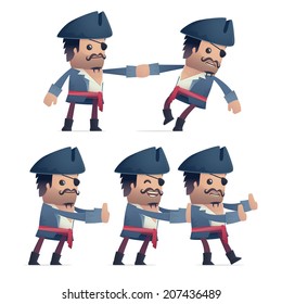 set of pirate character in different interactive  poses