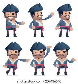 set of pirate character in different interactive  poses