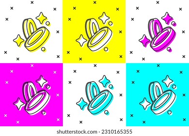 Set Pirate coin icon isolated on color background.  Vector