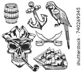 Set of pirate elements for creating your own badges, logos, labels, posters etc. Isolated on white