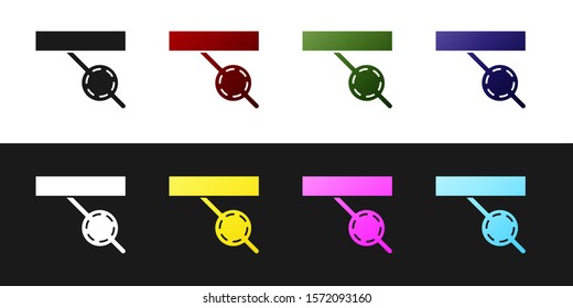 Set Pirate eye patch icon isolated on black and white background. Pirate accessory.  Vector Illustration
