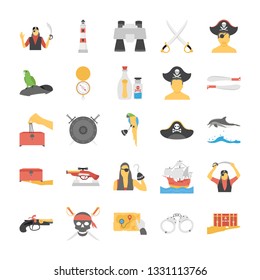 Set Of Pirate Flat Icons