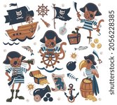 Set with pirate funny cats