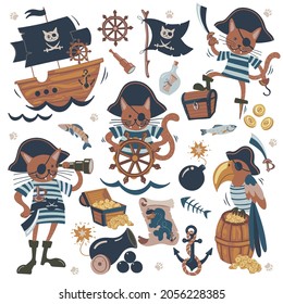 Fijar con gatos piratas graciosos