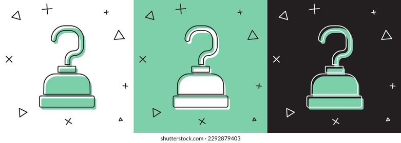 Ajuste el icono de gancho pirata aislado en fondo blanco y verde, negro. Feliz fiesta de Halloween.  Vector