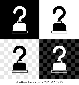 Set Pirate hook icon isolated on black and white, transparent background.  Vector