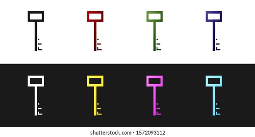 Set Pirate key icon isolated on black and white background.  Vector Illustration