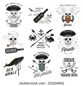 Set of pirate labels, badges and design elements