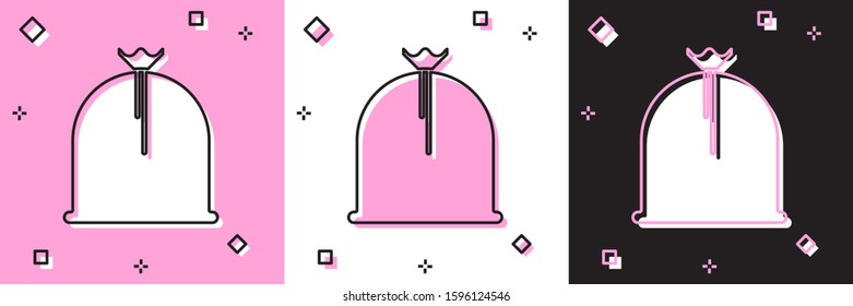 Set Pirate sack icon isolated on pink and white, black background.  Vector Illustration