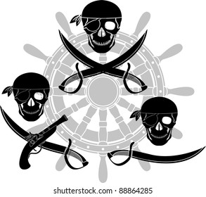 set of pirate signs. stencils. vector illustration