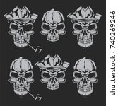 Set of pirate skulls for creating your own badges, logos, labels, posters etc. Isolated on black