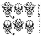 Set of pirate skulls for creating your own badges, logos, labels, posters etc. Isolated on white