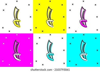 Set Pirate sword icon isolated on color background. Sabre sign.  Vector