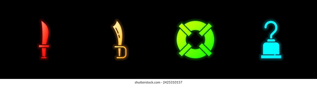 Set Pirate Schwert, , Rettungsring und Haken-Symbol. Vektor