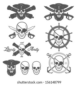 Set of pirate themed design elements 