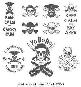 Set of pirate themed design elements