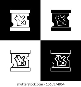 Set Pirate treasure map icon isolated on black and white background.  Vector Illustration