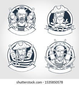 Set of pirate. Vector illustration