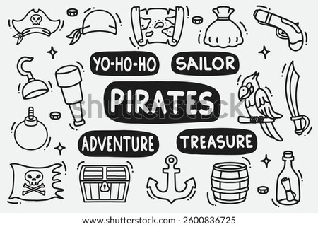 set of pirates doodle good for background, wallpaper, element design, icon, etc