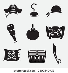 set of pirates good for icon, silhouette design, element design, logo, etc