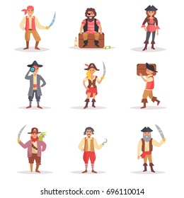 Set with the pirates. Vector. Cartoon. Isolated art on white background. Flat. 