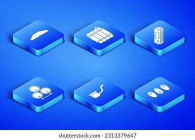 Set Pistachio nuts, Homemade pie, Smoking pipe, Wooden barrels,  and Harmonica icon. Vector