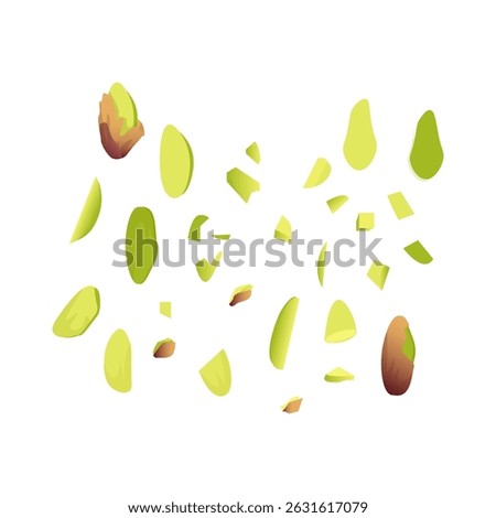 Set of pistachios whole and in pieces
