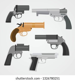 Set pistol weapon collections Vector Illustration