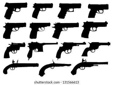 Set Of Pistols Silhouettes