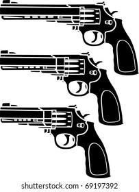 set of pistols. stencil. vector illustration